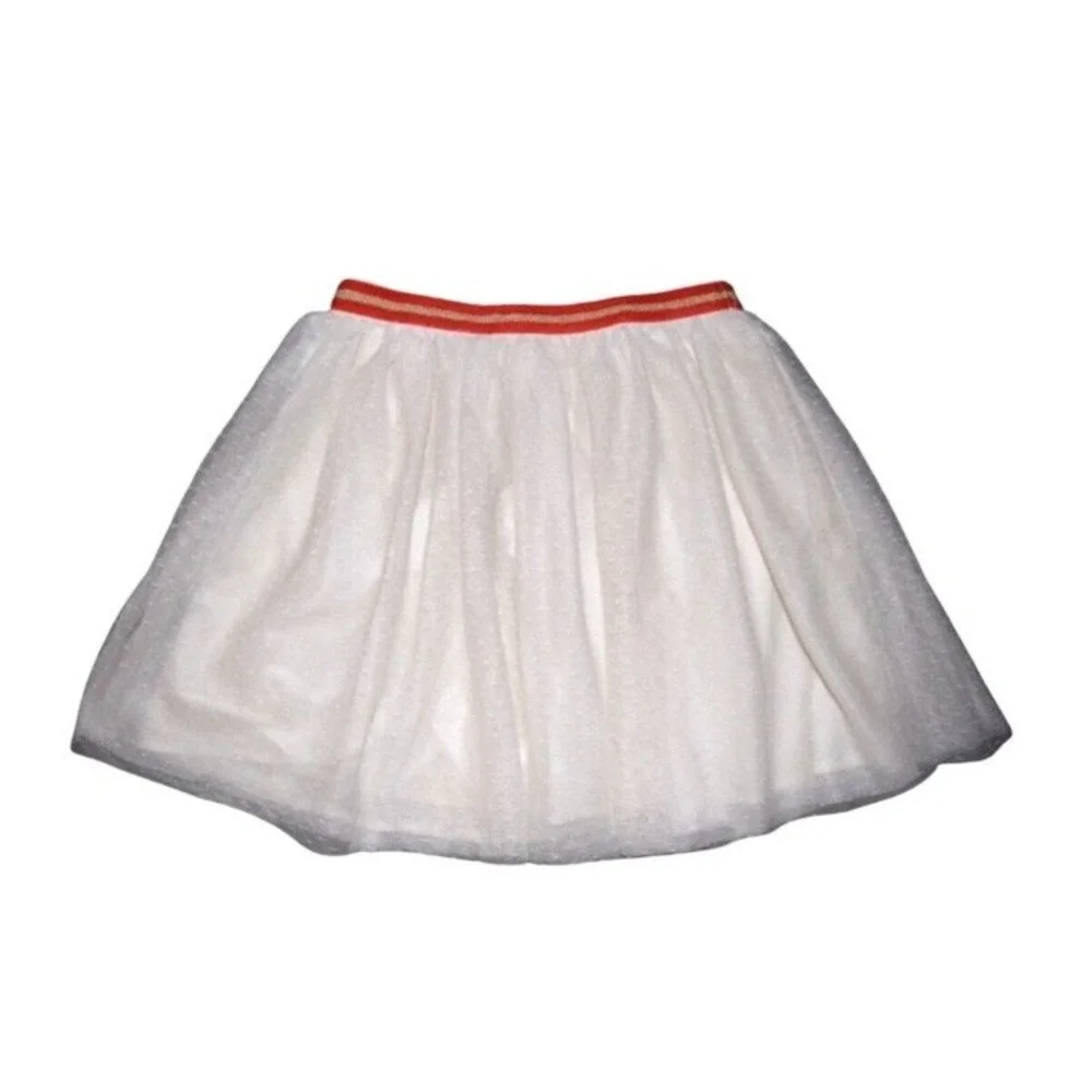 Gymboree Girls White Swiss Dot Skirt Red Waistband Size M 7/8 tulle Skirt